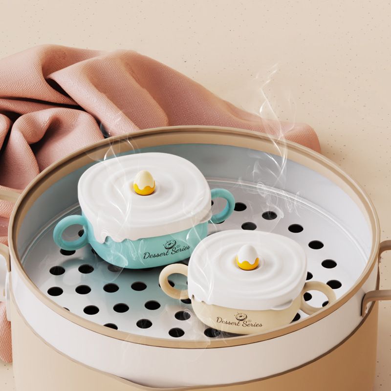 Cute and Fun Kids Baby Baby Food Bowl 316 Stainless Steel Infant Double-Layer Study Eating Bowl with Handle Feeding Tableware