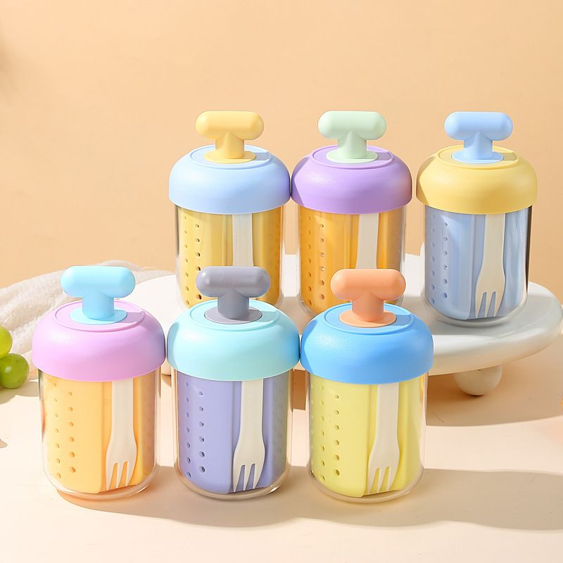 Student Stylish Double-Layer Fruit Cup Cereal Brewing Water Cup Office Worker Portable Salad Cup