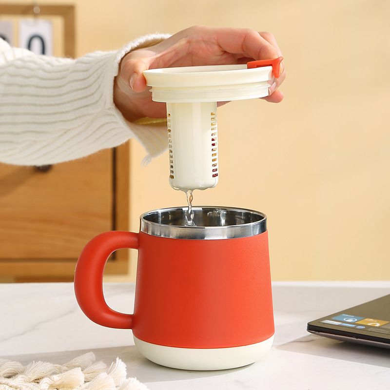 Minimalist 304 Stainless Steel with Tea Strainer Mug Office Worker Office with Lid Milk Tea Cup Student Breakfast Cup