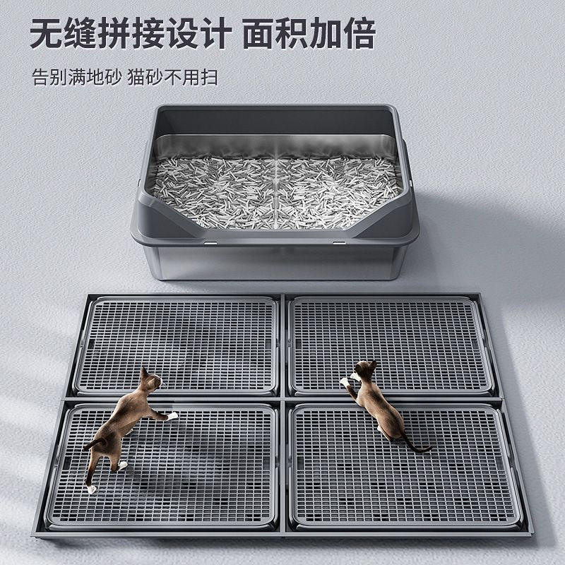 Interlocking Cat Litter Mat Anti-Tracking Cat Litter Box Mat Anti-Tracking Filter Sand Control Mat Number Double-Layer Sand Dropping Mat