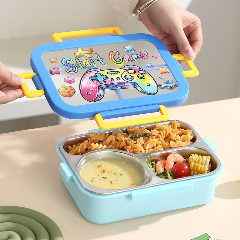 Fiambrera Bento de acero inoxidable 304 al por mayor, fiambrera Bento apta para microondas, para estudiantes