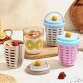 INS Salad Cup Picnic Fruit Cup Student Oatmeal Cup Office Worker Portable Yogurt Cup Double-Layer Draining