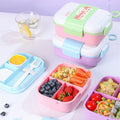 Student Rectangular Minimalist Plastic Compartment Lunch Box with Cutlery Office Worker Lunch Bento Box Portable Takeout Food Container