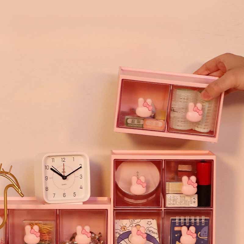 Cartoon Rabbit Student Desktop Storage Box Drawer-Type Compartment Stationery Clip Perler Beads Organizer Box Storage Box