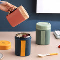 Creative Color Block Student Stainless Steel Soup Cup with Spoon Office Worker Bento Portable