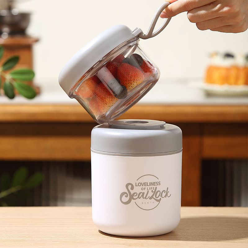 Office Worker Portable 304 Stainless Steel Large Capacity Transparent Soup Cup and Porridge Jar Student Oatmeal Cup Salad Cup