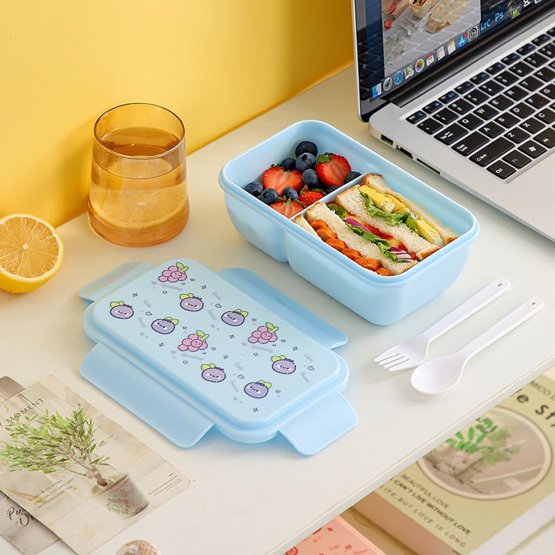 Cute INS Style Student Compartment Rectangular Lunch Box Candy Color Lunch Bento Box Microwave Safe Food Container