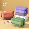 Student Double-Layer Compartment Lunch Box Large Capacity Office Worker Lunch Bento Box with Spoon and Fork Portable Food Container