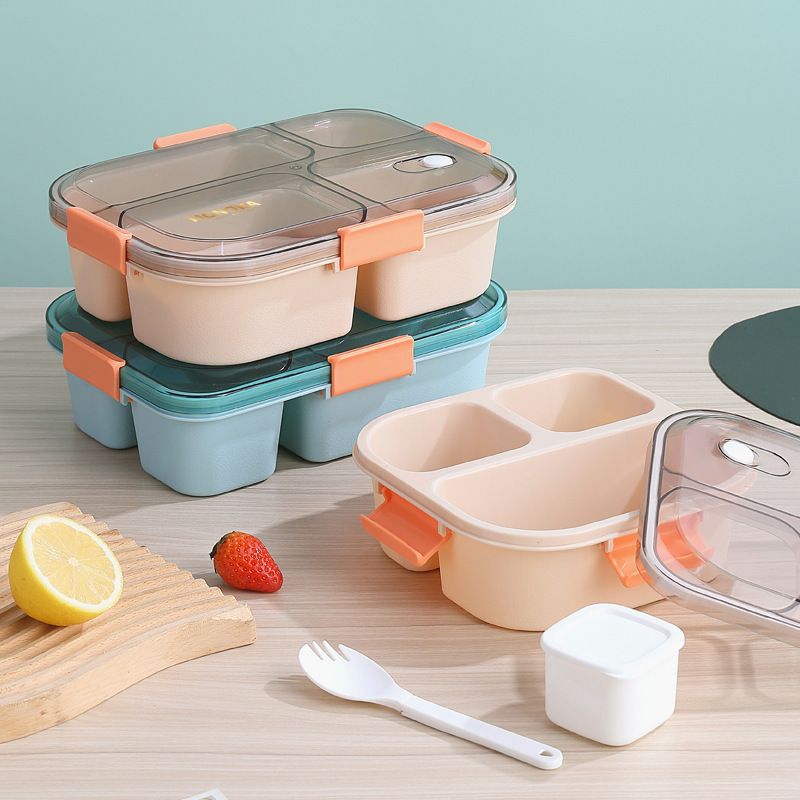 INS Trending Japanese Style Compartment Lunch Box Student Bento Box Sauce Box Microwave Safe Office Cafeteria Adult Lunch Box