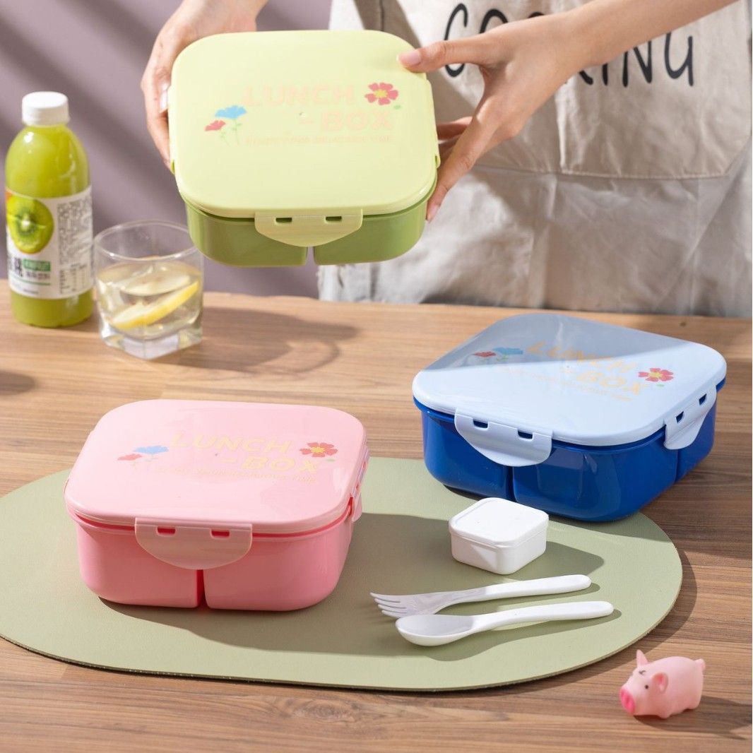 Minimalist Student Buckle PP Plastic Lunch Box Cafeteria Dorm Takeout Food Container Microwave Safe
