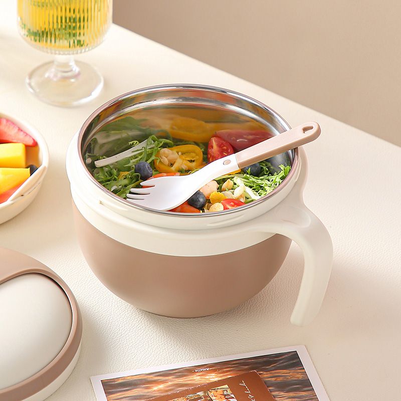 Student 304 Stainless Steel with Lid Instant Noodle Bowl Meal Prep Induction Cooker Safe Portable Lunch Box Lunch Box