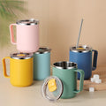 304 Stainless Steel Double-Layer Mug with Lid Office Tumbler Cup Student Milk Cup Gift