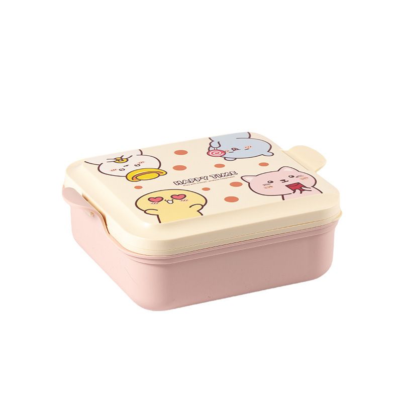Kids Cartoon Compartment Plastic Lunch Box Microwave Safe Student Lunch Bento Box Portable Food Container