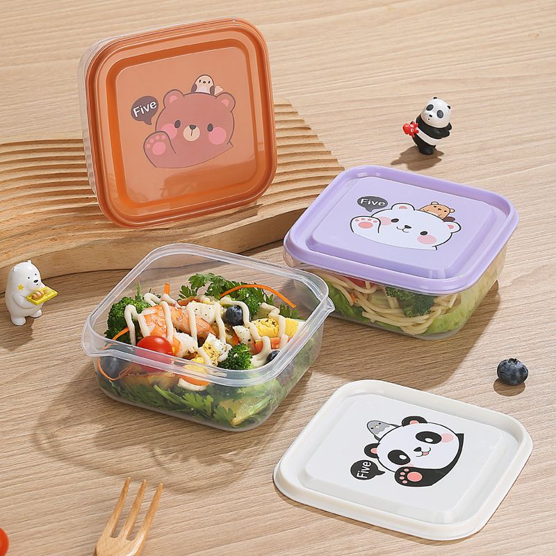 Kitchen Cartoon Plastic Freshness Box 3-Piece Set Fridge Storage Box Student Snack Food Container Set