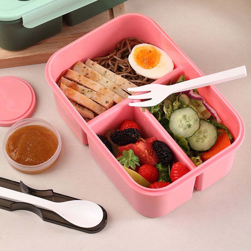 Office Worker Large Capacity Lunch Box Sauce Box Microwave Safe Student Bento Box with Cutlery