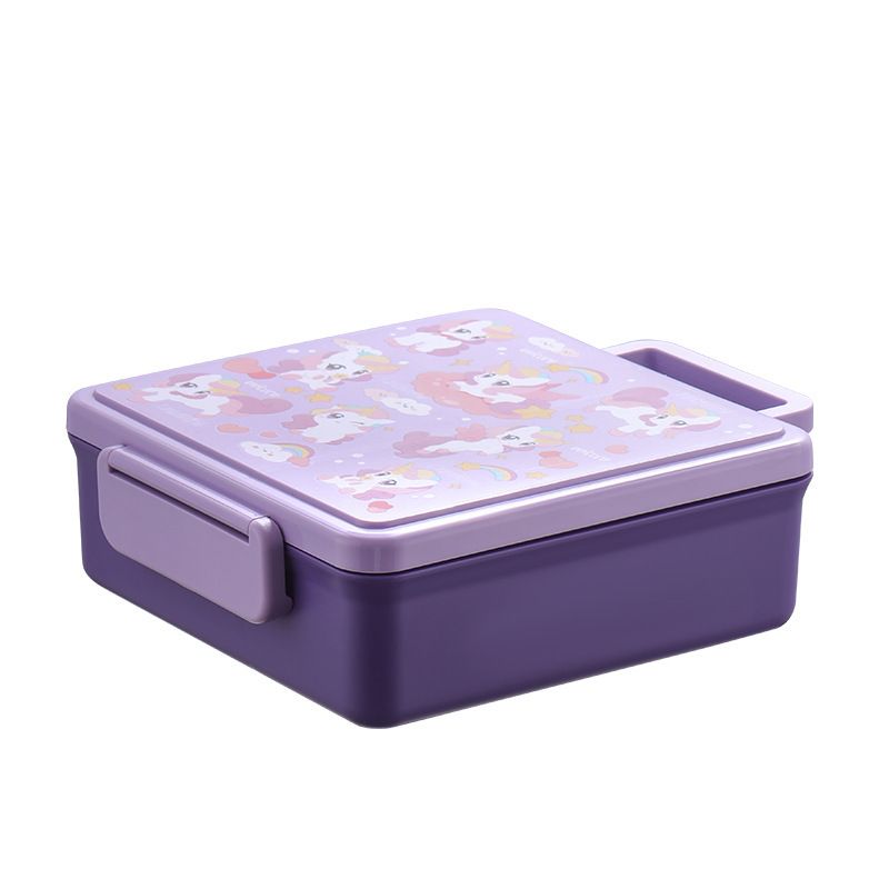 Cartoon Large Capacity Kids Compartment Lunch Box with Handle Travel Portable Food Container with Cutlery Soup Bowl