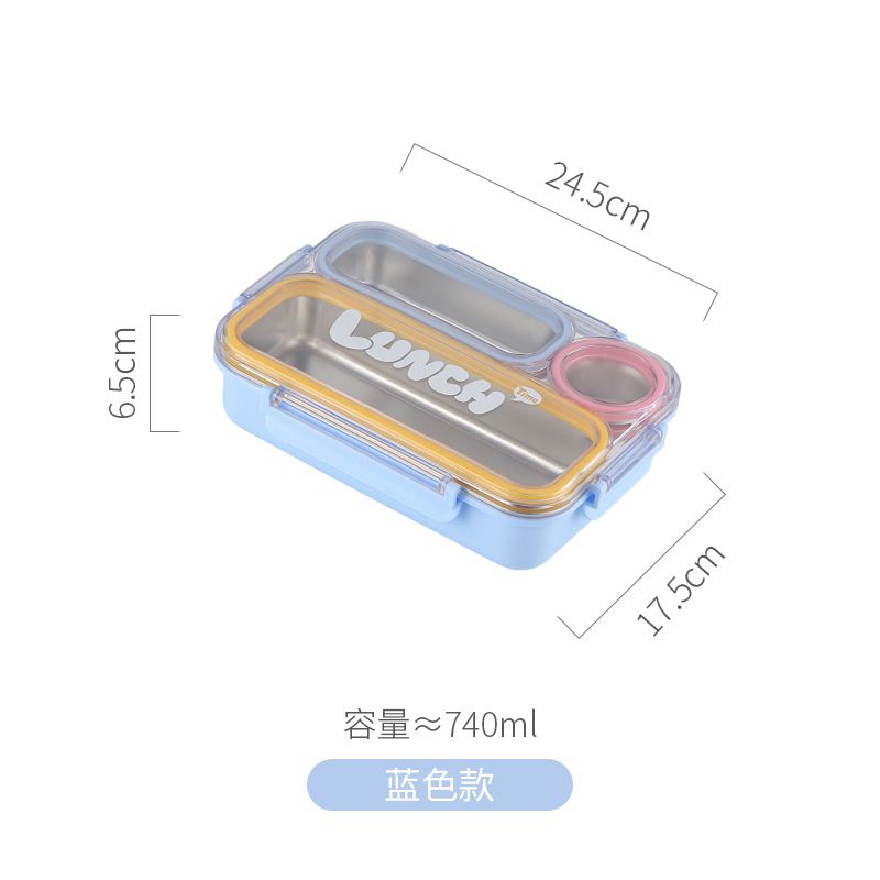 Stylish Student 304 Stainless Steel Compartment Lunch Box Office Worker Portable Buckle Lunch Bento Box Food Container