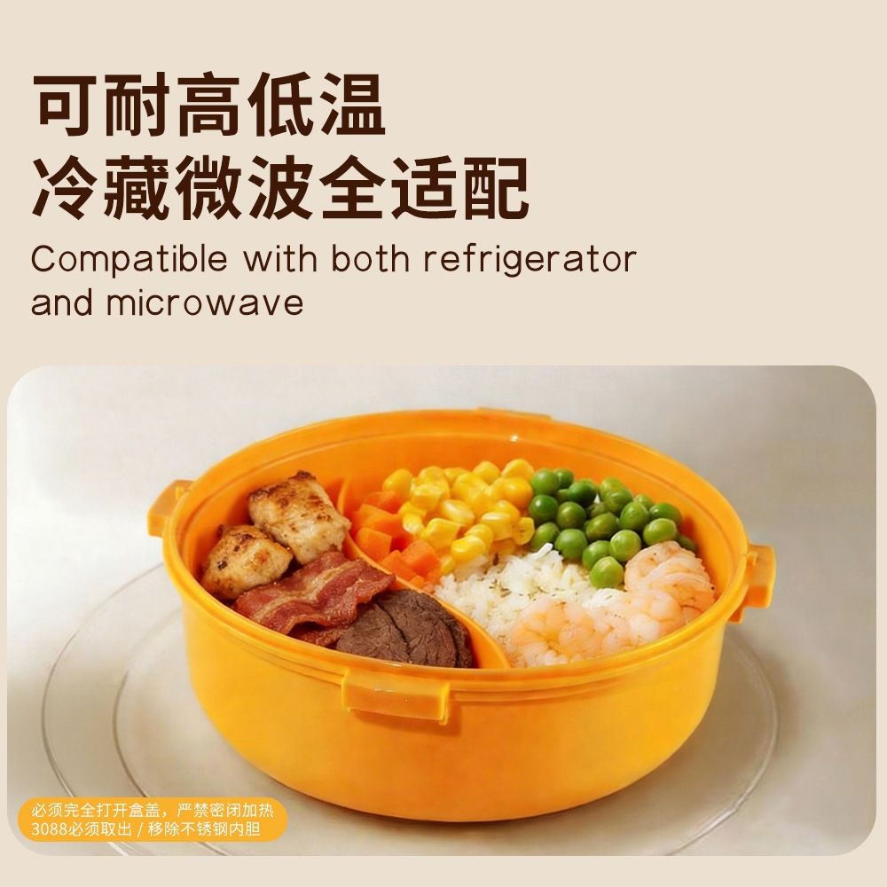 Student Cartoon 304 Stainless Steel Burger Lunch Box Sauce Box Office Worker Round Lunch Bento Box with Cutlery