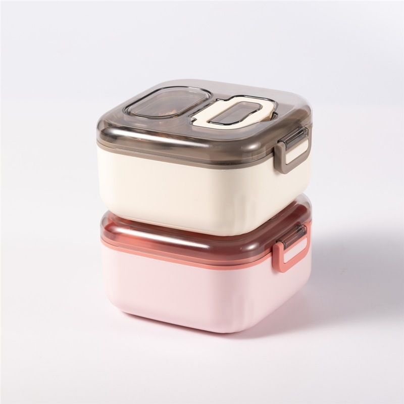 Japanese Style Square Student Square Compartment Lunch Box Office Worker Lunch Bento Box Microwave Safe Heating Food Container