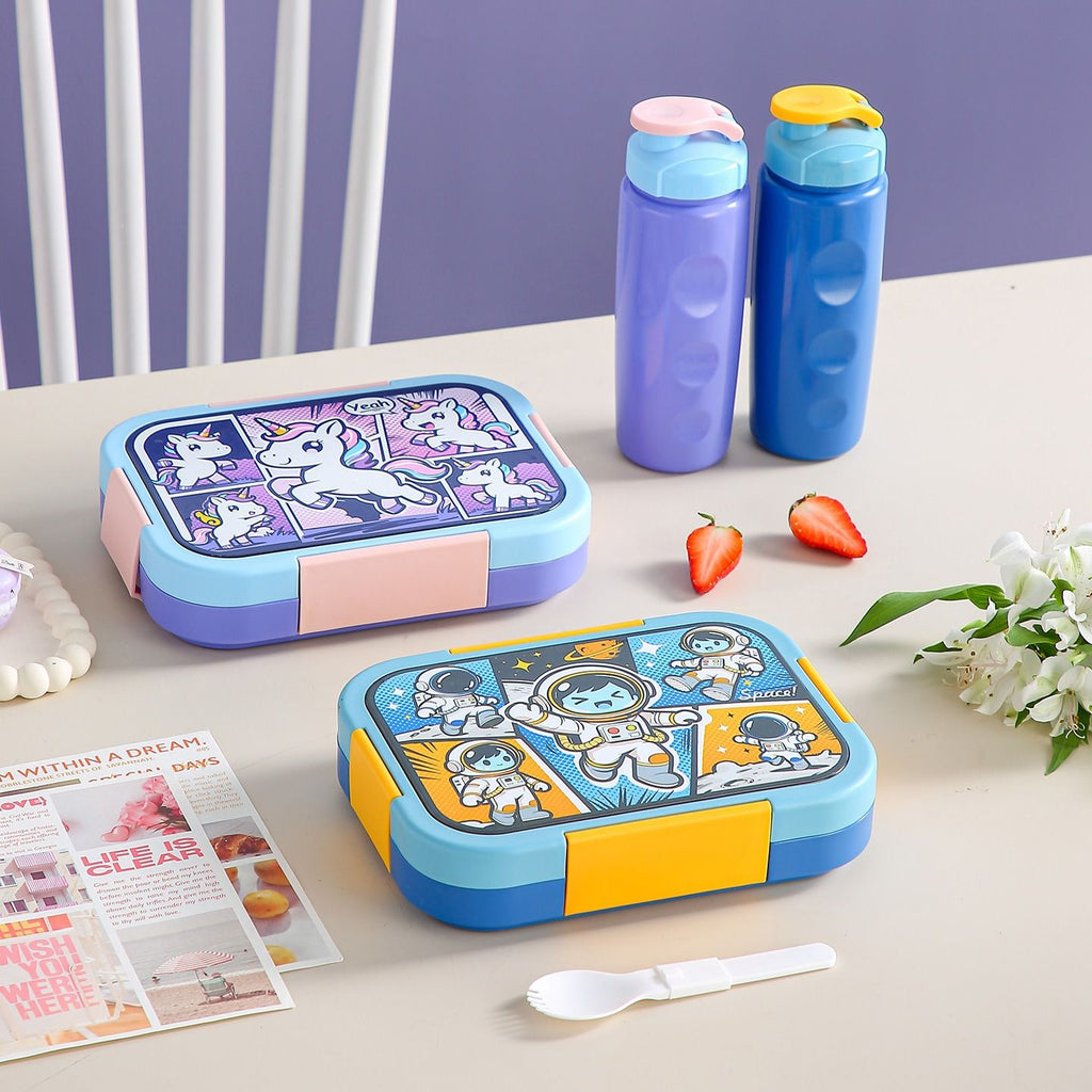 Fiambrera Bento de acero inoxidable al por mayor, recipiente apilable de comida para niños