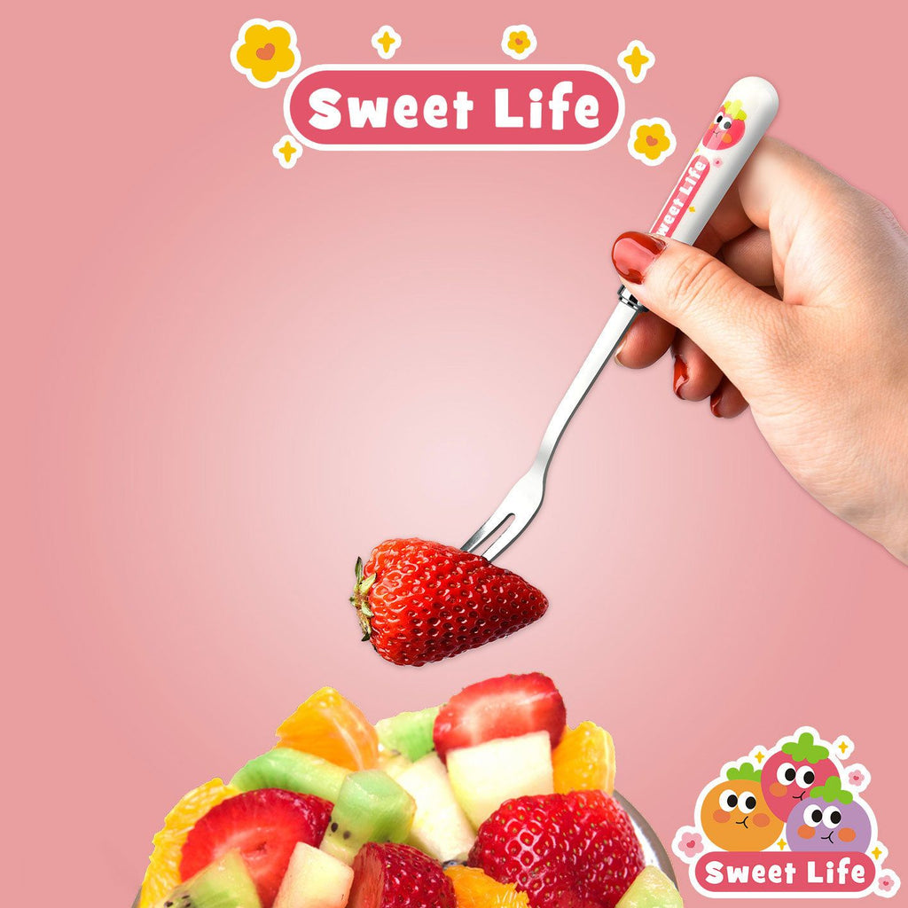 Stylish Cartoon Household Stainless Steel Fruit Fork 6-Piece Set Restaurant Dessert Cake Dessert Small Fork Gift