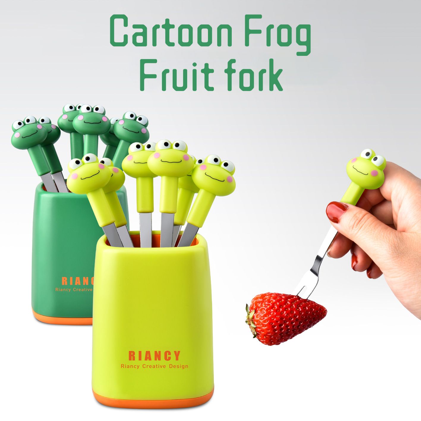 Kids Cartoon Frog Stainless Steel Fruit Fork Cute and Fun Dessert Restaurant Dessert Cake 6-Piece Set Set Gift