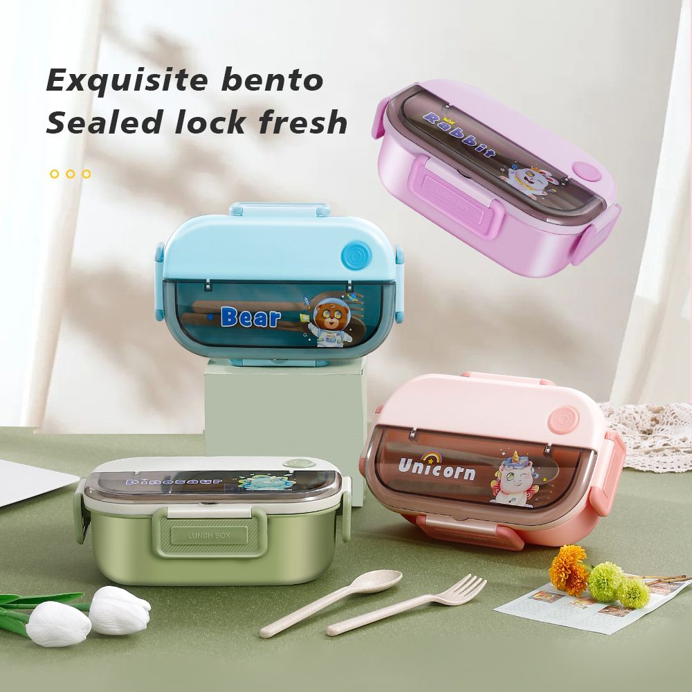 Office Worker Microwave Safe Minimalist Compartment Lunch Box Student Portable Lunch Bento Box with Cutlery