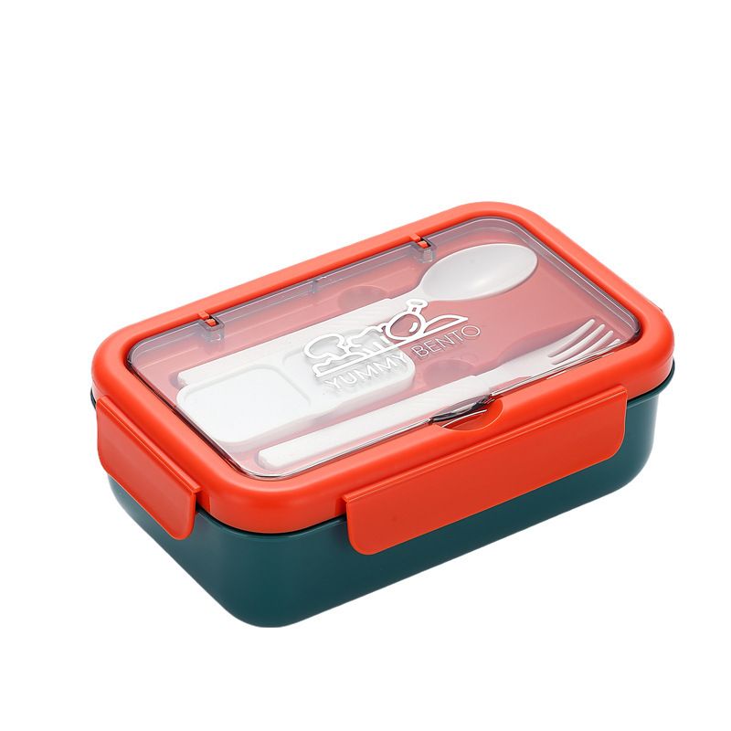 Minimalist Student 304 Stainless Steel Compartment Lunch Box with Spoon and Fork Sauce Box Office Worker Takeout Lunch Bento Box