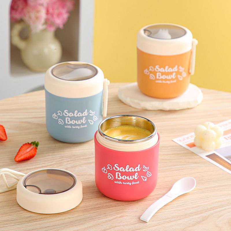 Student INS Style Candy Color 304 Stainless Steel Soup Cup and Porridge Jar Office Worker Milk Cup Oatmeal Cup