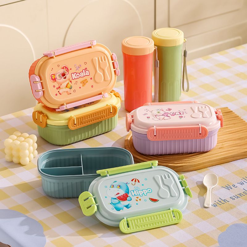 Student 304 Stainless Steel Cartoon Takeout Compartment Lunch Box Kids Kindergarten Lunch Bento Box