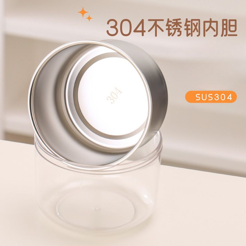 Minimalist 304 Stainless Steel Double-Layer Bucket Lunch Box Student Portable Porridge Jar Soup Cup Portable Small Lunch Bento Box