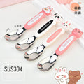 Cartoon Little Bear Rabbit Kids 304 Stainless Steel Spoon Baby Study Eating Spoon Travel Portable Single Pack