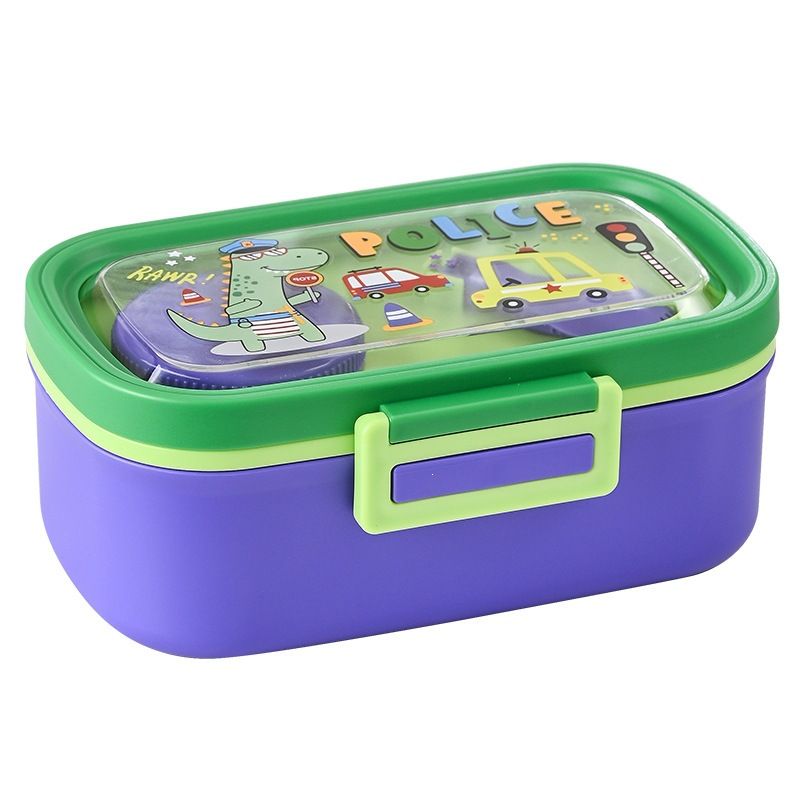 Cartoon 304 Stainless Steel Student Compartment Lunch Box Office Worker Portable Cafeteria Takeout Lunch Bento Box with Cutlery