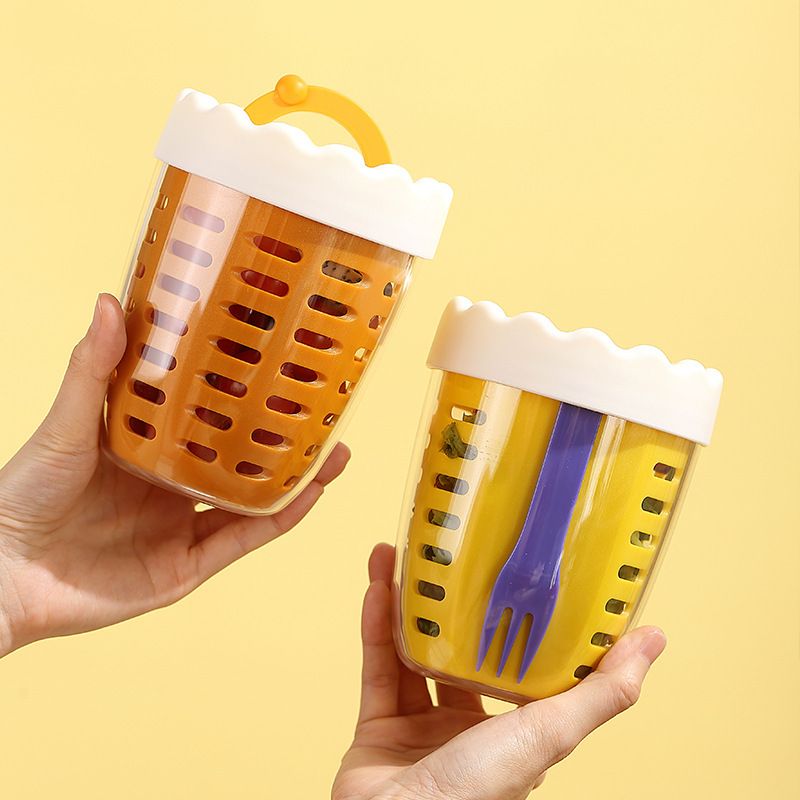 Minimalist Cloud Salad Cup Student Picnic Fruit Cup Double-Layer Draining Office Worker Portable Breakfast Cup Yogurt Cup