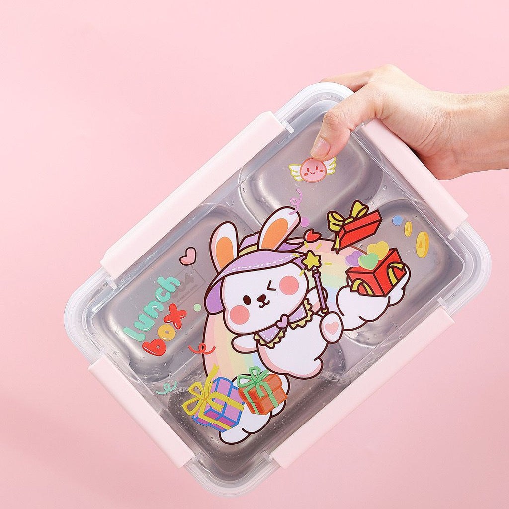 Fiambrera Bento de Acero Inoxidable 304 al por Mayor, Recipiente Apilable para Alimentos, de Dibujos Animados