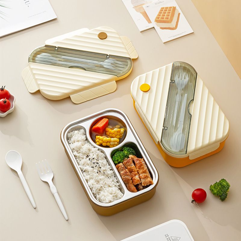 Fiambrera Bento de Acero Inoxidable 304 al por Mayor, Recipiente Rectangular Apilable para Alimentos