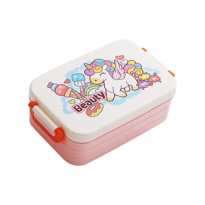 Fiambrera Bento de Plástico al por Mayor, Fiambrera de Estilo Bento con Dibujos Animados