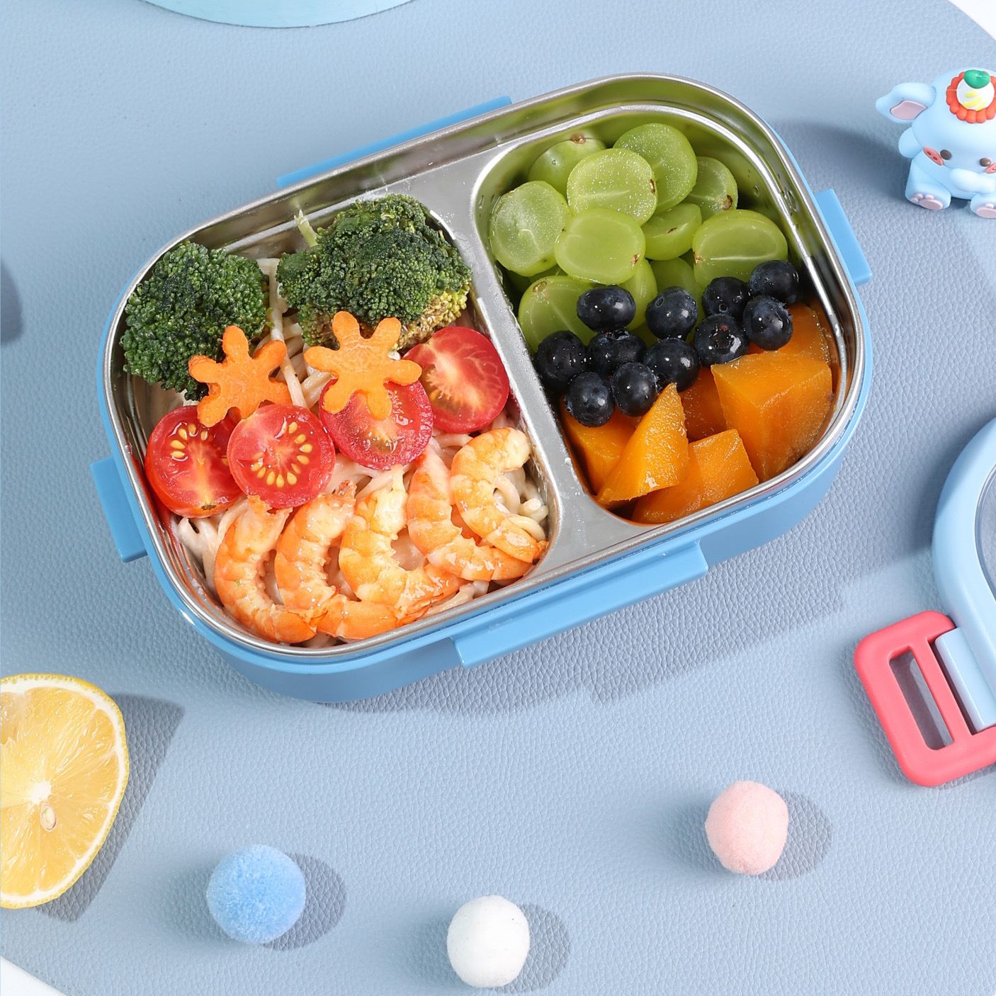 Kids Cartoon Compartment Lunch Box Student 304 Stainless Steel Lunch Box Portable Large Capacity Bento Box Travel Food Container
