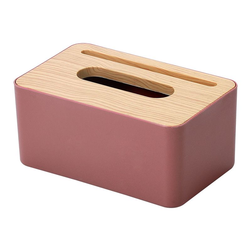 Household Minimalist Desktop Tissue Dispenser Wood Grain Living Room Dining Room Plastic Storage Tissue Box Printed Ad Logo Gift