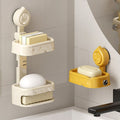 Creative Bathroom Wall-Mounted Suction Soap Box Bathroom No-Drill Double-Layer Draining Soap Box Storage Rack