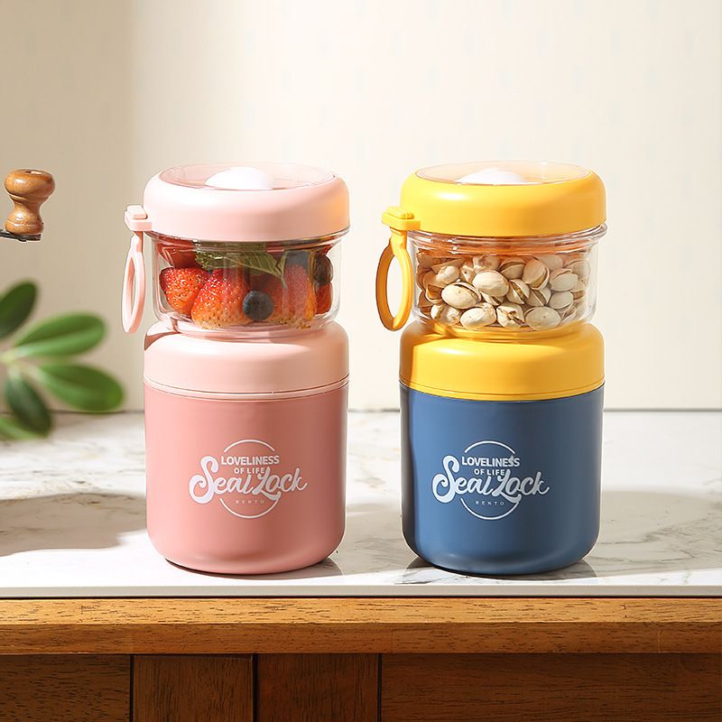 Office Worker Portable 304 Stainless Steel Large Capacity Transparent Soup Cup and Porridge Jar Student Oatmeal Cup Salad Cup