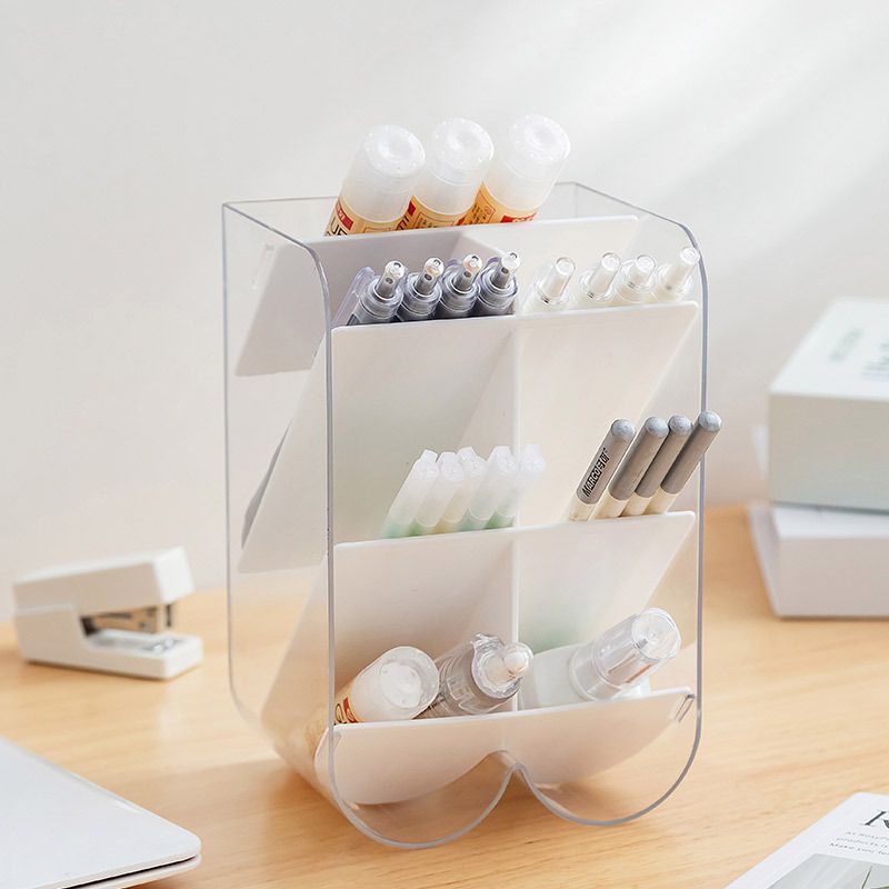 Student Dorm Desktop Pen Holder Storage Box Slanted Insert Pen Stand Office Document Storage Organizer Box
