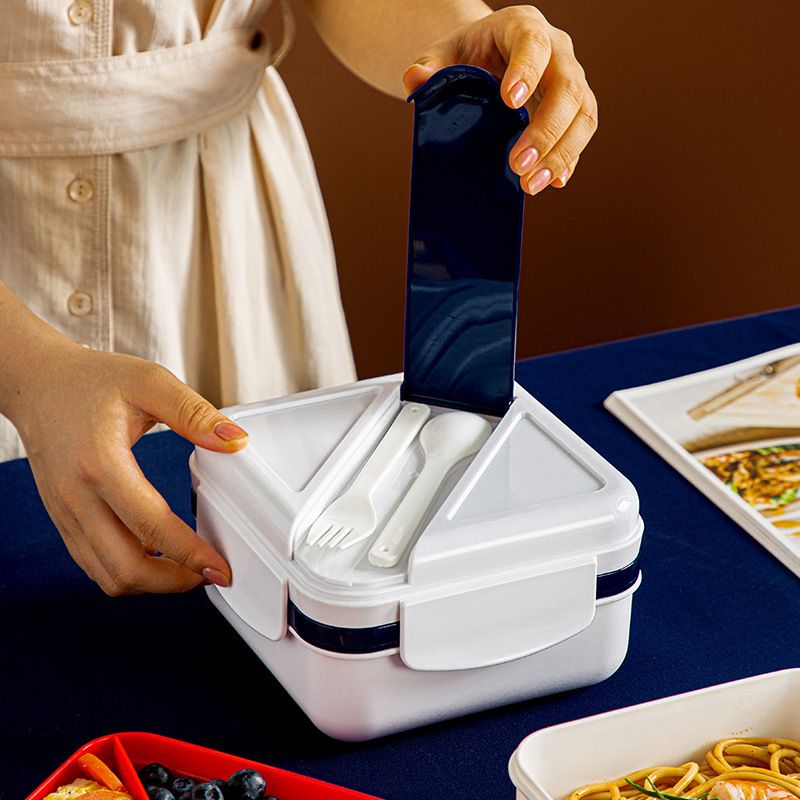 Minimalist Student Compartment Plastic Lunch Box Office Worker Lunch Bento Box Microwave Safe Heating Food Container