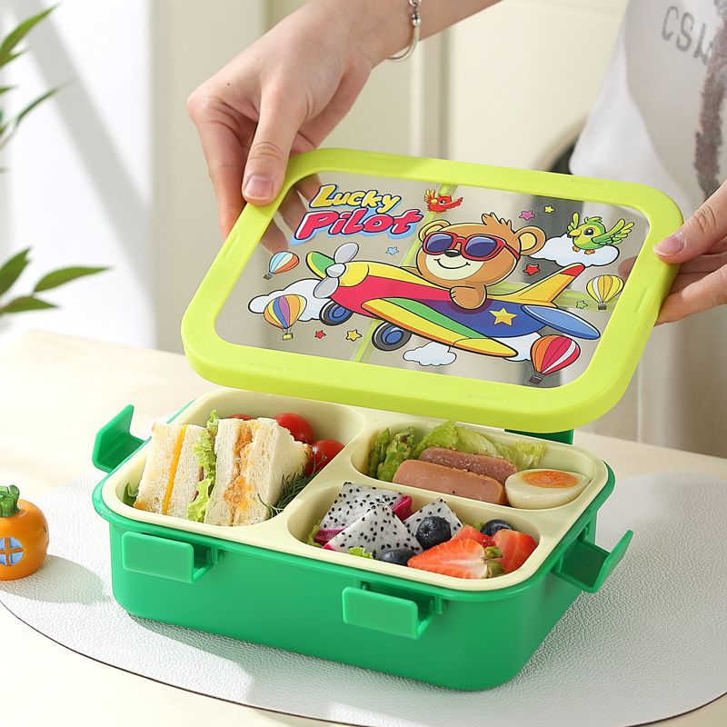 Student Cartoon Large Capacity Takeout Compartment Plastic Lunch Box Office Worker Portable Bento Box Microwave Safe Heating