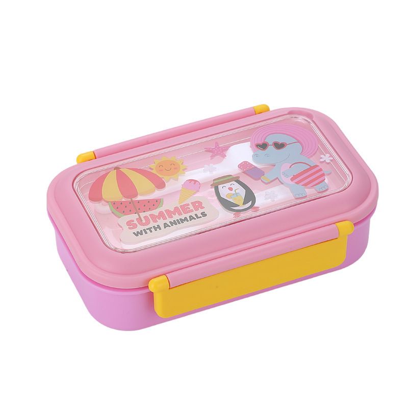 Cartoon Cute Kids Small Compartment Lunch Box Student 304 Stainless Steel Lunch Bento Box with Cutlery