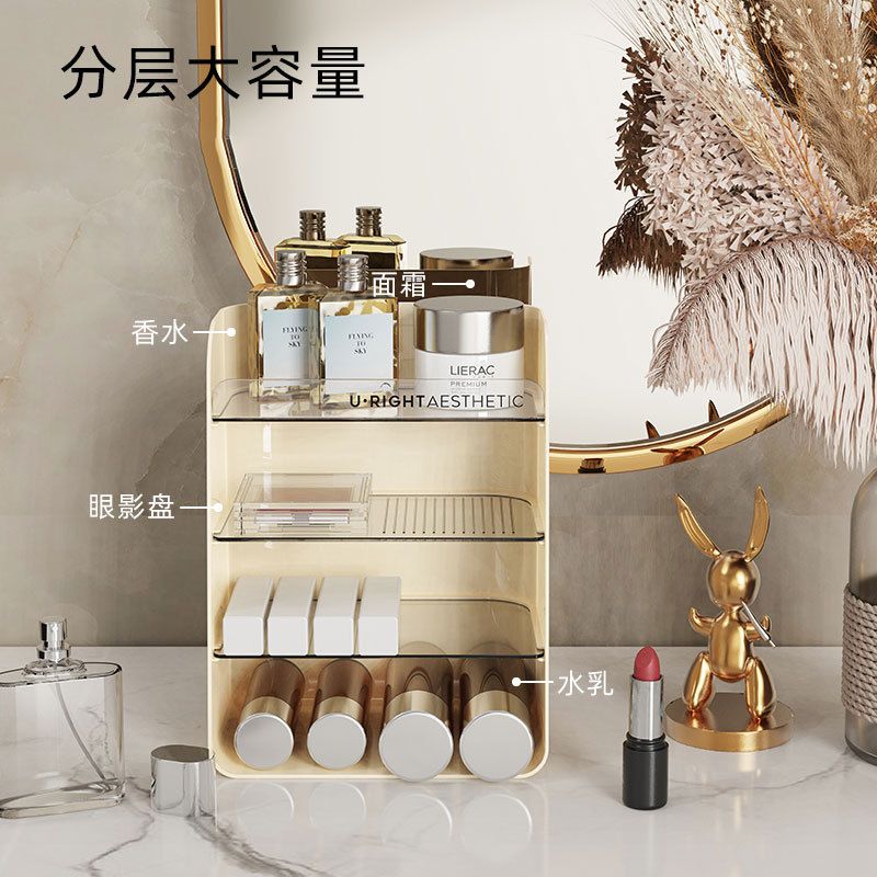 Girls Dorm Multi-Layer Rotating Cosmetic Rack Household Desktop Transparent Organizer Rack Skincare Storage Box