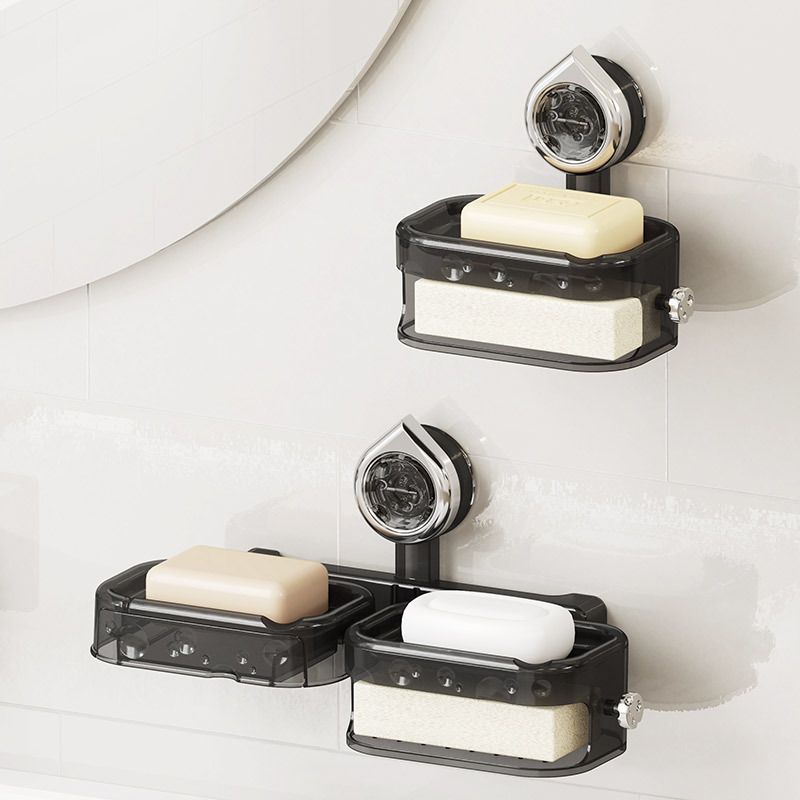 Creative Bathroom Wall-Mounted Suction Soap Box Bathroom No-Drill Double-Layer Draining Soap Box Storage Rack