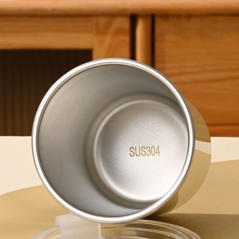 Cartoon 304 Stainless Steel Straw Cup Student Milk Tea Cup Office Mug with Lid Water Cup