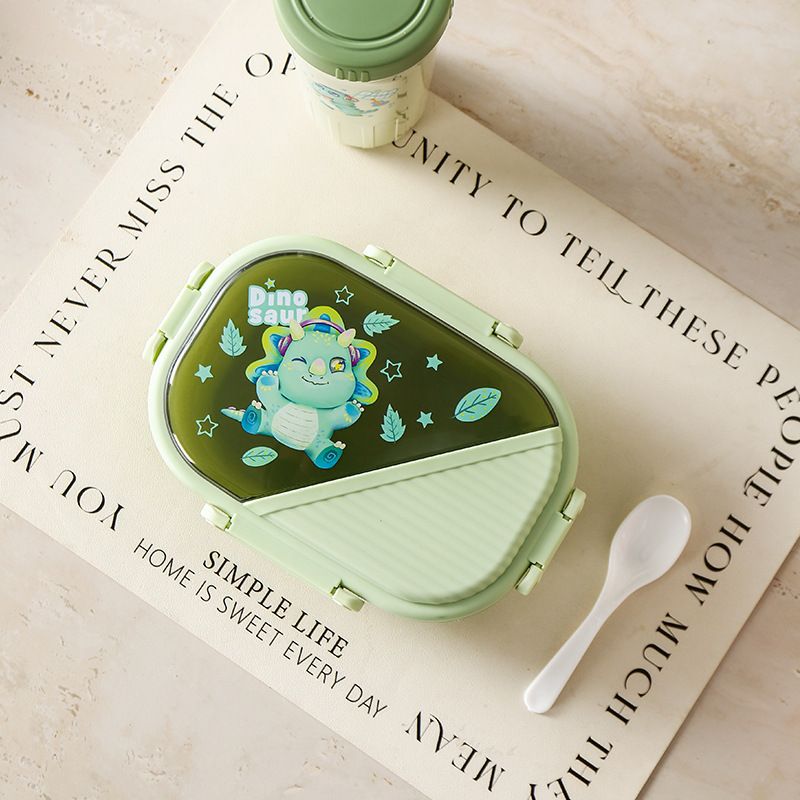 Cartoon Cute and Fun Rabbit Dinosaur Student Plastic PP Compartment Lunch Box Dorm Takeout Microwave Safe Heating Lunch Box