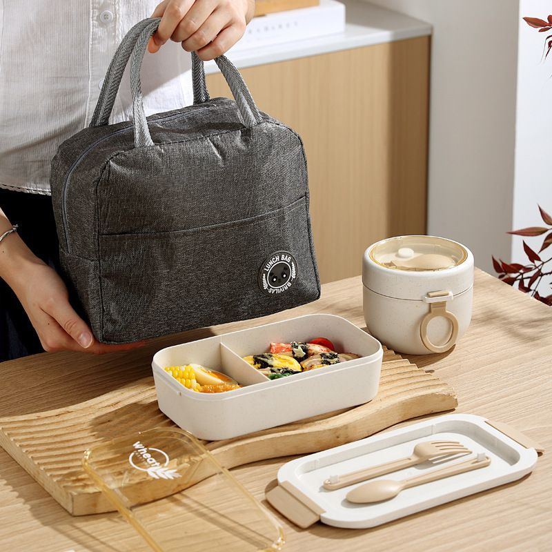 Student Japanese Style Lunch Box and Water Cup Set Office Worker Portable Lunch Bento Box with Cutlery